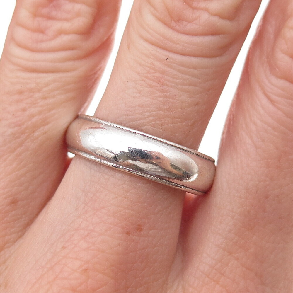 Seta 925 Sterling Silver Vintage Wedding Oxidized Band Ring Size 10.25